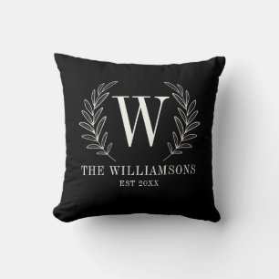 Modernes Schwarz-weißes Monogram Name Throw Pillo Kissen