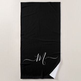 Modernes Schwarz-weißes Monogramm erstes Strandtuc Strandtuch