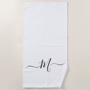 Modernes Schwarz-weißes Monogramm erstes Strandtuc Strandtuch