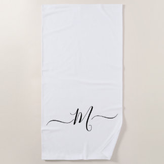 Modernes Schwarz-weißes Monogramm erstes Strandtuc Strandtuch