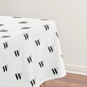 Modernes, Schwarz-weißes Monogramm-Initial-Chic Tischdecke