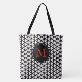 Modernes, Schwarz-weißes Muster - elegantes Monogr Tasche