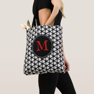 Modernes, Schwarz-weißes Muster - elegantes Monogr Tasche