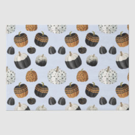 Modernes Schwarz-weißes Orange Pumpkin Pattern Seidenpapier