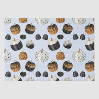 Modernes Schwarz-weißes Orange Pumpkin Pattern Seidenpapier