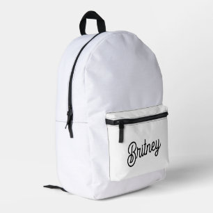 Modernes Schwarz-weißes Personalisiertes Monogramm Bedruckter Rucksack