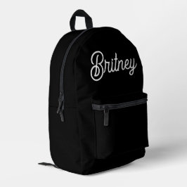 Modernes Schwarz-weißes Personalisiertes Monogramm Bedruckter Rucksack