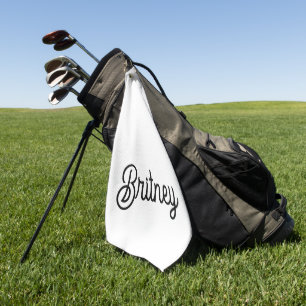 Modernes Schwarz-weißes Personalisiertes Monogramm Golfhandtuch