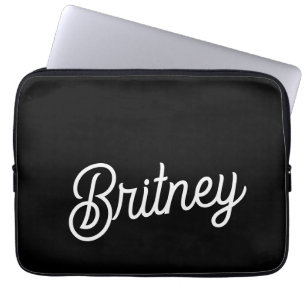 Modernes Schwarz-weißes Personalisiertes Monogramm Laptopschutzhülle