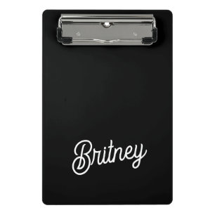 Modernes Schwarz-weißes Personalisiertes Monogramm Mini Klemmbrett