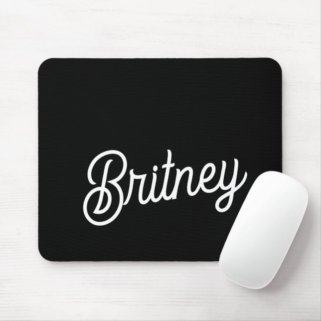 Modernes Schwarz-weißes Personalisiertes Monogramm Mousepad (Mit Mouse)