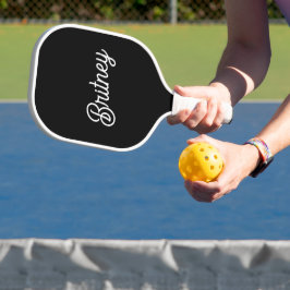 Modernes Schwarz-weißes Personalisiertes Monogramm Pickleball Schläger