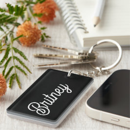 Modernes Schwarz-weißes Personalisiertes Monogramm Schlüsselanhänger