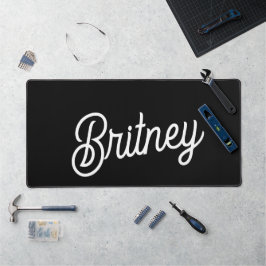 Modernes Schwarz-weißes Personalisiertes Monogramm Schreibtischunterlage