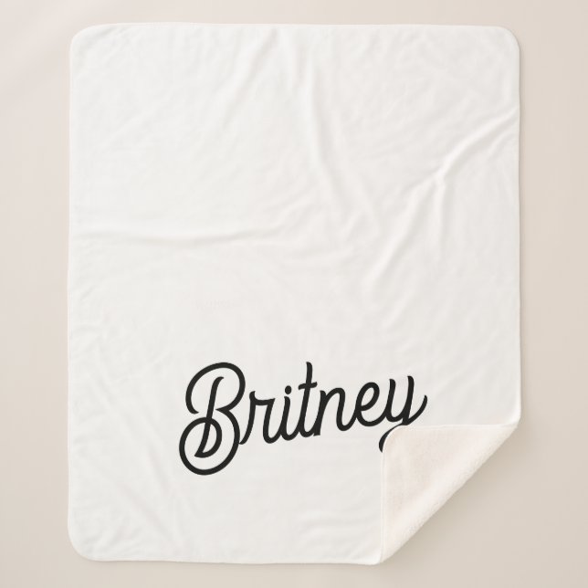 Modernes Schwarz-weißes Personalisiertes Monogramm Sherpadecke (Vorderseite)