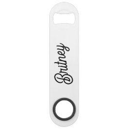 Modernes Schwarz-weißes Personalisiertes Monogramm Speed Flaschenöffner