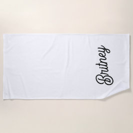 Modernes Schwarz-weißes Personalisiertes Monogramm Strandtuch