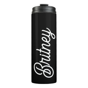 Modernes Schwarz-weißes Personalisiertes Monogramm Thermosbecher