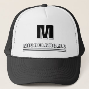 Modernes Schwarz-weißes Personalisiertes Monogramm Truckerkappe