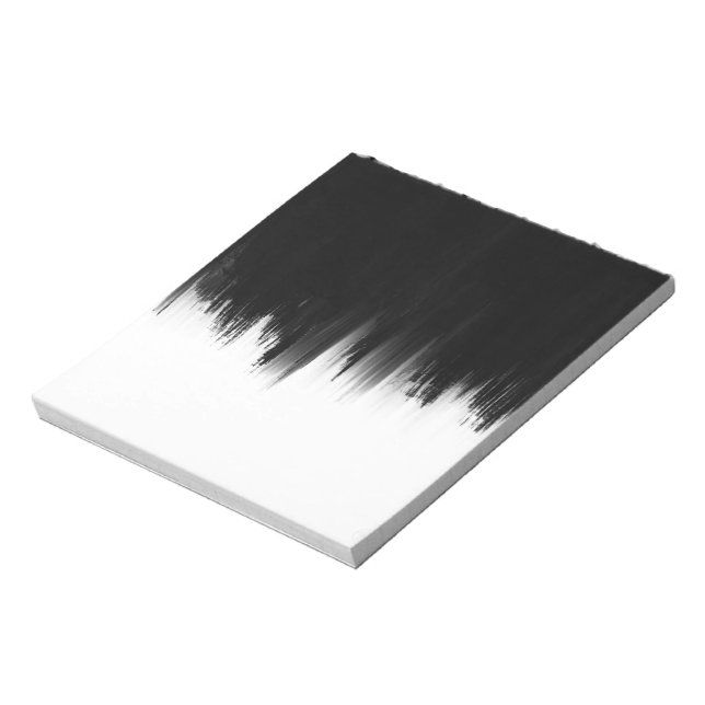 Modernes Schwarz-weißes Pinseldesign Notizblock (Rotiert)
