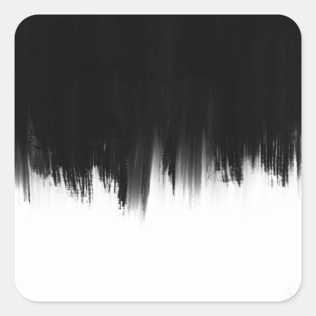 Modernes Schwarz-weißes Pinseldesign Quadratischer Aufkleber (Vorderseite)