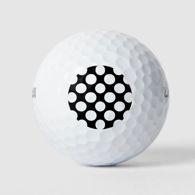 Modernes Schwarz-weißes Polka Dots Muster Golfball (Vorderseite)