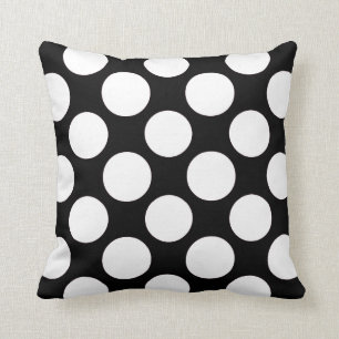 Modernes Schwarz-weißes Polka-Punkt-Muster Kissen