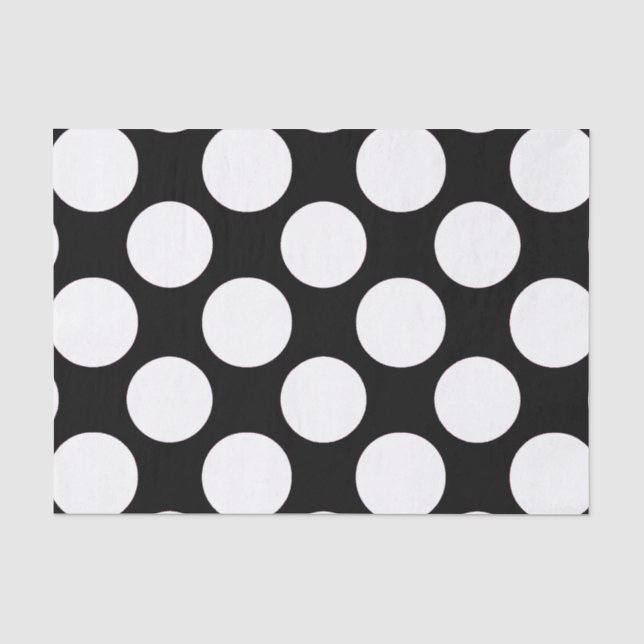 Modernes Schwarz-weißes Polka-Punkt-Muster Seidenpapier (Vorderseite)