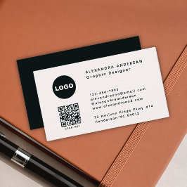 Modernes Schwarz-weißes QR-Logo Beruflich Visitenkarte