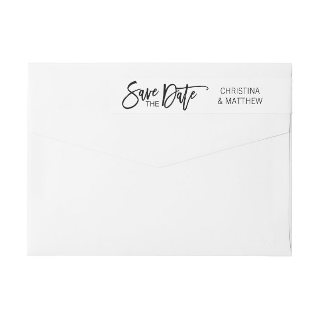 Modernes Schwarz-weißes SAVE THE DATE Wedding (Rückseite)