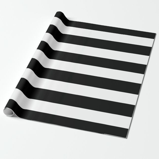Modernes Schwarz-weißes Streifen-Muster Geschenkpapier (Ungerollt)