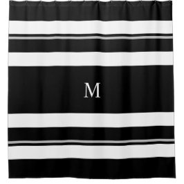 Modernes Schwarz-weißes Strickmonogramm Duschvorhang