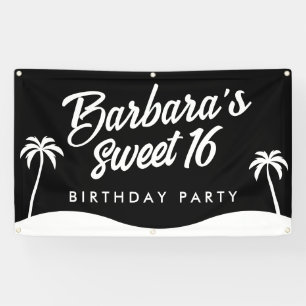 Modernes Schwarz-weißes Summer Beach Party Sweet 1 Banner