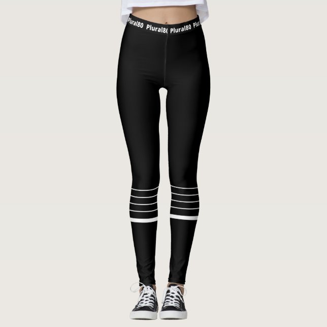 Modernes Schwarz-weißes Training Leggings (Vorderseite)