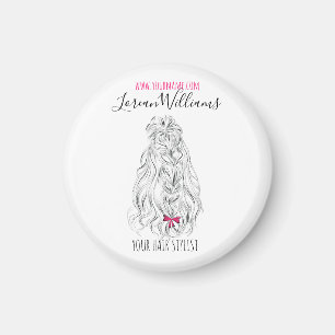 Modernes Schwarz-weißes Wavy Hair Pink Bow Hairsty Magnet