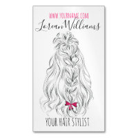 Modernes Schwarz-weißes Wavy Hair Pink Bow Hairsty