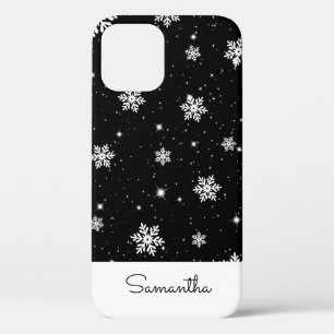 Modernes, Schwarz-weißes Weihnachtsschneeflockenmu Case-Mate iPhone Hülle