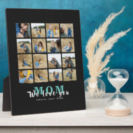 Modernes Schwarz Wir Liebe Sie Mama 16 FotoCollage Fotoplatte