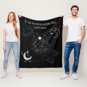 Modernes, schwarz zeichnend Universum-Muster für i Fleecedecke