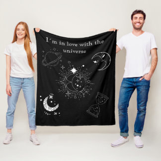 Modernes, schwarz zeichnend Universum-Muster für i Fleecedecke