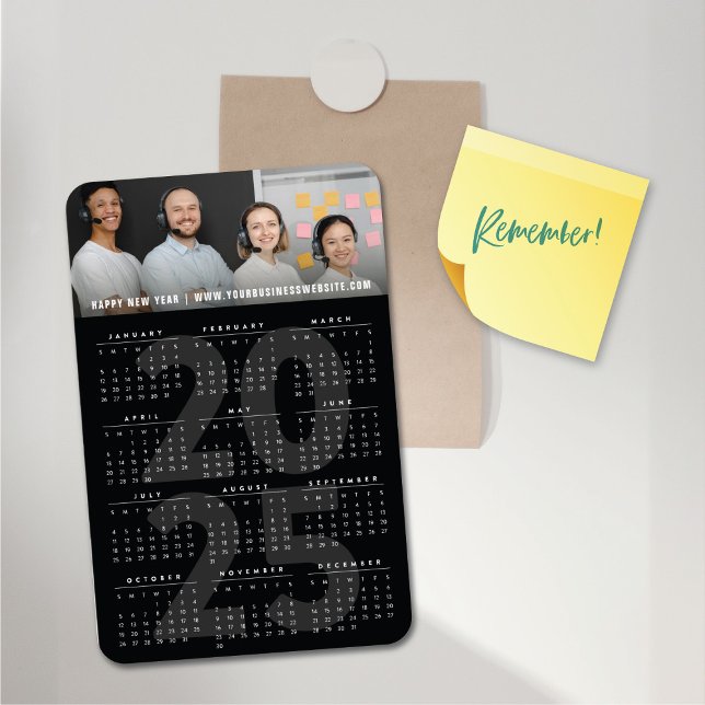 Modernes Schwarzes 2023 Kalender Einfaches Foto Magnet (Modern Black 2025 Calendar Simple Holiday Photo Flexible Magnet @ fat_fa_tin)