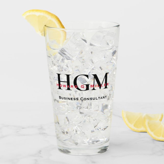 Modernes, schwarzes 3-Buchstaben-Monogramm-Logo fü Glas (Vorderseite Ice)