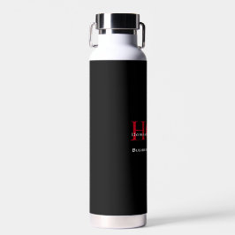 Modernes, schwarzes 3-Buchstaben-Monogramm-Logo fü Trinkflasche