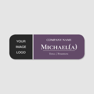 Modernes schwarzes Acai-Veiolet-Logo Namensschild