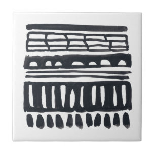 Modernes schwarzes Aquarell des Einschlagfaden-I   Fliese