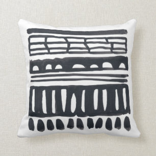 Modernes schwarzes Aquarell des Einschlagfaden-I   Kissen