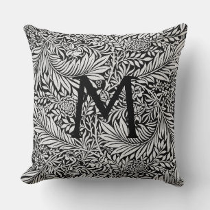 Modernes Schwarzes Botanisches Monogramm Kissen