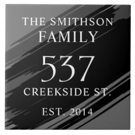 Modernes Schwarzes Datum etablierte Adresse House Fliese