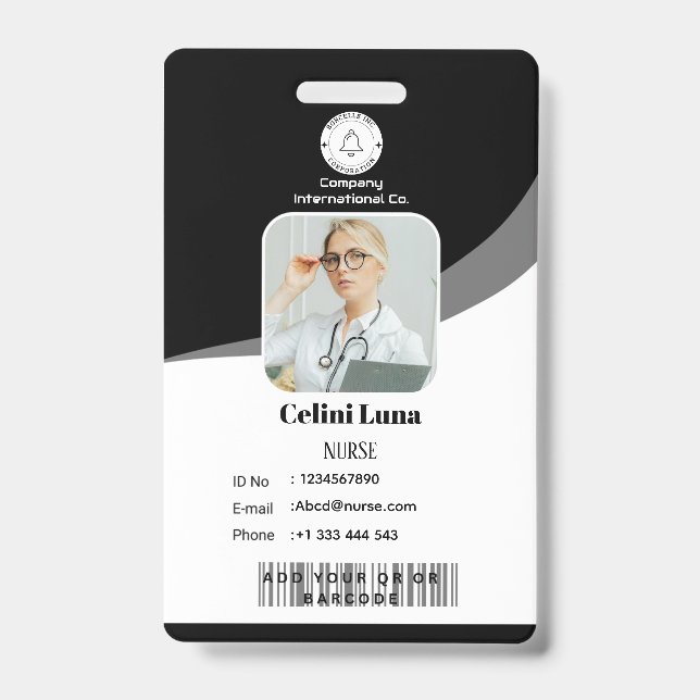 Modernes Schwarzes Design mit EMT Barcode Integrat Ausweis (Vorderseite)