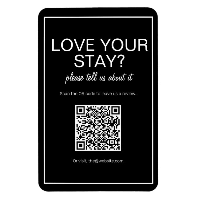 Modernes Schwarzes Digital QR Code Review Magnet (Vertikal)